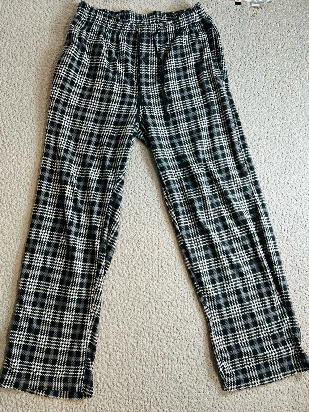 Fruit of the Loom Black & White Plaid Lounge Joggers